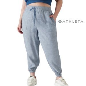 Athleta NWT Retreat Linen Pant Chambray Blue Size 14